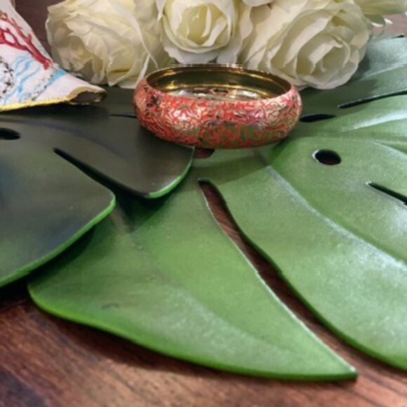 Enamel Orange and Gold Metal Bracelet NWOT Jewelry Bangle Bracelet Summer Style - Picture 7 of 14